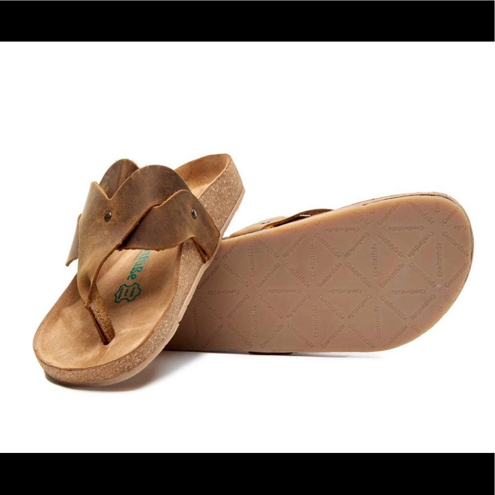 Leather cork footbed sandals